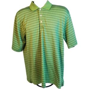 Pebble Beach Men's‎ Polo Golf Shirt Green Striped Short Sleeves
